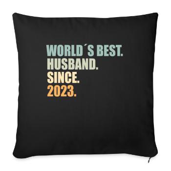 Meilleur mari depuis 2023 1er anniversaire de mariage - Housse de coussin décorative 45 x 45 cm - noir - Devant