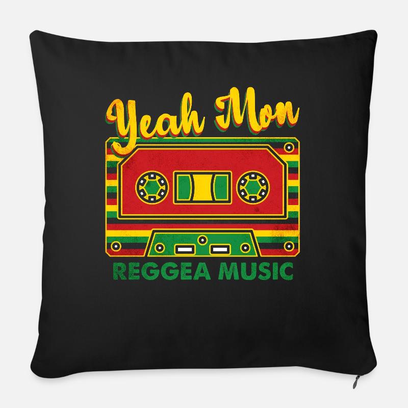 Musique Reggae Jamaïque - Housse de coussin décorative 45 x 45 cm - noir
