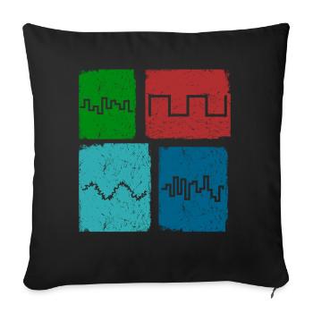Synthesizer Waveforms Music Synthesizers - Sofa pillowcase 17,3'' x 17,3'' (45 x 45 cm) - black - Front