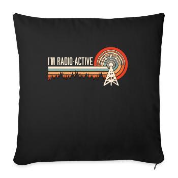 Radio amateur Je suis opérateur radio rétro radioactif - Housse de coussin décorative 45 x 45 cm - noir - Devant