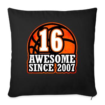 16e anniversaire Classe de basketball 2007 - Housse de coussin décorative 45 x 45 cm - noir - Devant