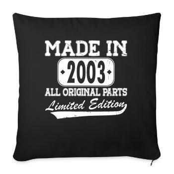 20e anniversaire Né en 2003 Fabriqué en 2003 - Housse de coussin décorative 45 x 45 cm - noir - Devant