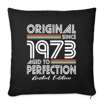50e anniversaire né en 1973 Original depuis 1973 - Housse de coussin décorative 45 x 45 cm - noir - Devant