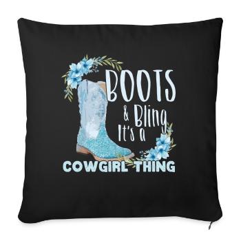 Drôles de bottes Bling Women Country - Housse de coussin décorative 45 x 45 cm - noir - Devant