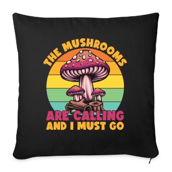 Les champignons appellent les amateurs d’aventure - Housse de coussin décorative 45 x 45 cm - noir - Devant