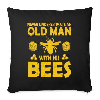 Bienenzucht und Honig - Sofakissenbezug 45 x 45 cm - Schwarz - Vorne