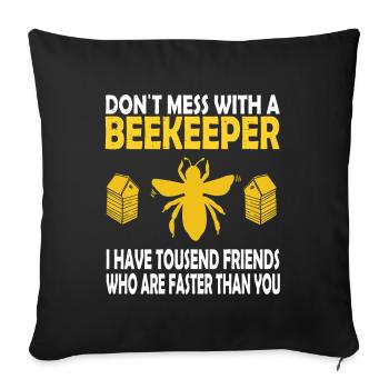 Bienenzucht und Honig - Sofakissenbezug 45 x 45 cm - Schwarz - Vorne