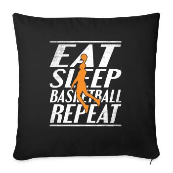 Essen Schlafen Basketball - Sofakissenbezug 45 x 45 cm - Schwarz - Vorne