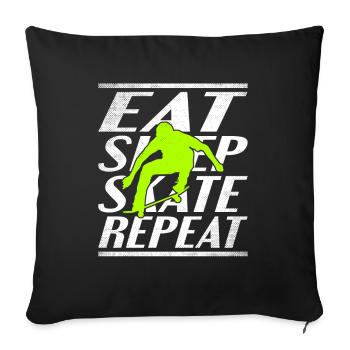 Manger dormir Patinage - Housse de coussin décorative 45 x 45 cm - noir - Devant