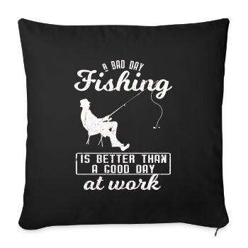 Funny Fishing Design Women Fisherman - Sofa pillowcase 17,3'' x 17,3'' (45 x 45 cm) - black - Front