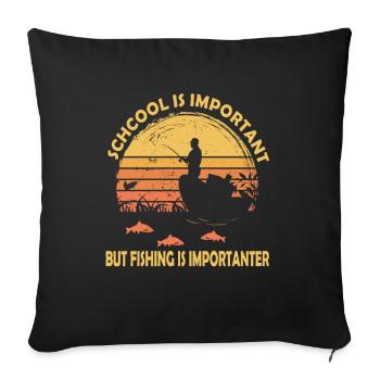 Funny Fishing Design Fisherman - Sofa pillowcase 17,3'' x 17,3'' (45 x 45 cm) - black - Front