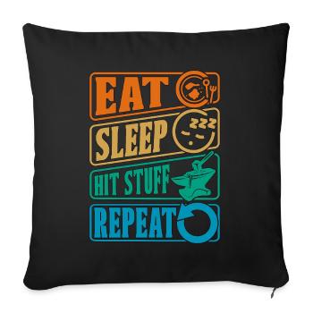 Forging Eat Sleep Hit Retro Goldsmith Blacksmiths - Sofa pillowcase 17,3'' x 17,3'' (45 x 45 cm) - black - Front
