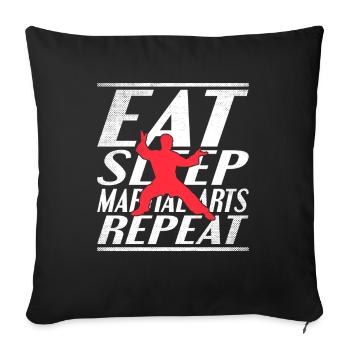 Food Sleeping Martial Arts - Sofa pillowcase 17,3'' x 17,3'' (45 x 45 cm) - black - Front
