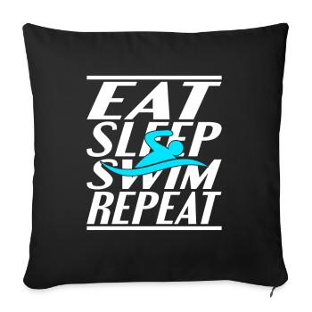 Manger Dormir Natation - Housse de coussin décorative 45 x 45 cm - noir - Devant
