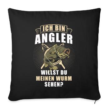 Angeln Fishing Fisher Angelrute Karpfen Rute Fisch - Sofakissenbezug 45 x 45 cm - Schwarz - Vorne