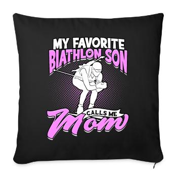 biathlon sport sports d'hiver ski cadeau disant lan - Housse de coussin décorative 45 x 45 cm - noir - Devant