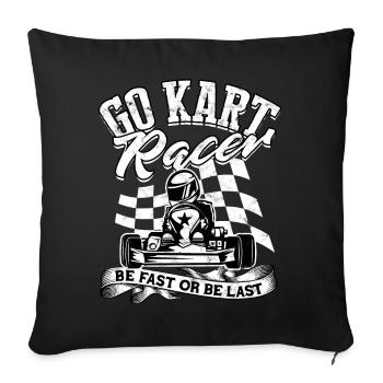 Coureur de course de pilote de karting de karting - Housse de coussin décorative 45 x 45 cm - noir - Devant