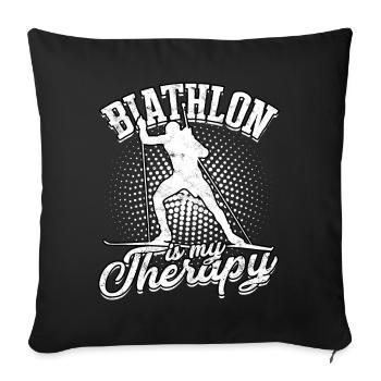 biathlon sport sports d'hiver ski cadeau disant lan - Housse de coussin décorative 45 x 45 cm - noir - Devant