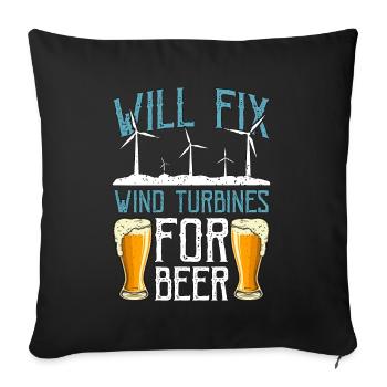 La technologie des éoliennes réparera les éoliennes - Housse de coussin décorative 45 x 45 cm - noir - Devant