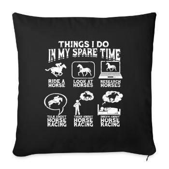 courses de chevaux équitation cavalier cadeau g - Housse de coussin décorative 45 x 45 cm - noir - Devant