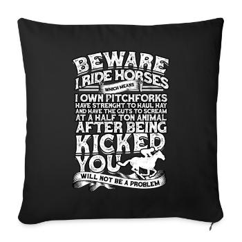 courses de chevaux balade à cheval chevaux cavalier cadeau g - Housse de coussin décorative 45 x 45 cm - noir - Devant