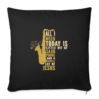 Saxophon Jesus Jazzmusiker Saxophonist - Sofakissenbezug 45 x 45 cm - Schwarz - Vorne