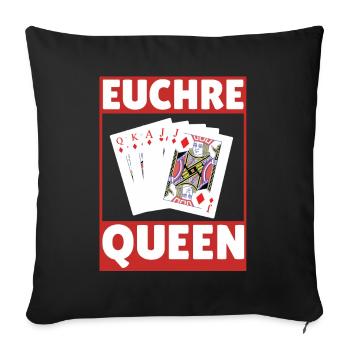 Euchre Queen - Euchre Player Card Game Euchre - Housse de coussin décorative 45 x 45 cm - noir - Devant