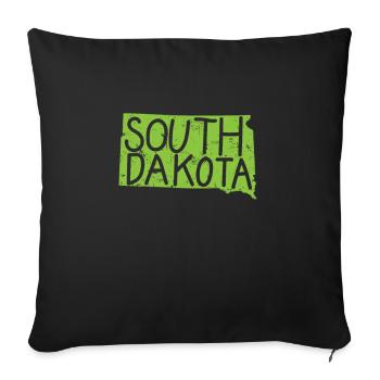 Dakota du Sud Carte Contour USA Amérique - Housse de coussin décorative 45 x 45 cm - noir - Devant
