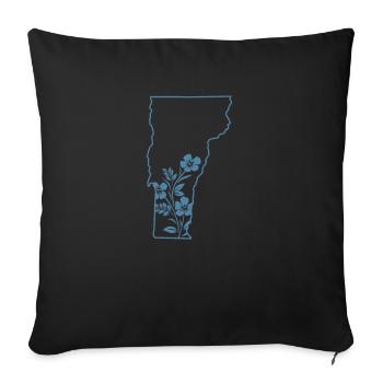 Vermont Map Outline with Flowers USA America - Sofa pillowcase 17,3'' x 17,3'' (45 x 45 cm) - black - Front
