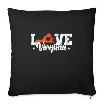 Virginia Love USA America State - Sofa pillowcase 17,3'' x 17,3'' (45 x 45 cm) - black - Front