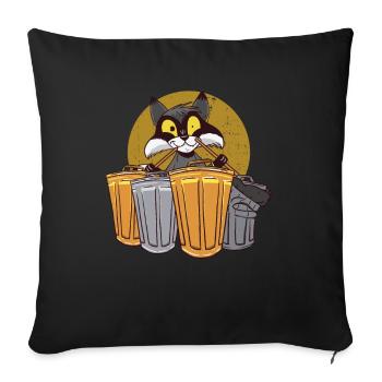Raccoon drums with trash cans - raccoon - Sofa pillowcase 17,3'' x 17,3'' (45 x 45 cm) - black - Front