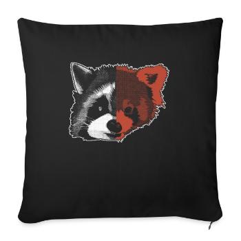 Half Face Of Raaccoon Half Face Of Red Panda - - Sofakissenbezug 45 x 45 cm - Schwarz - Vorne