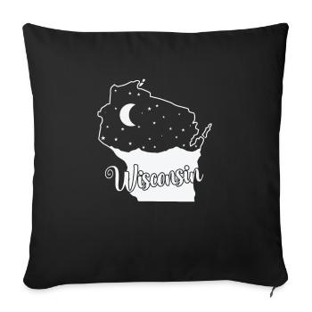 Wisconsin skyline in map outline USA - Sofa pillowcase 17,3'' x 17,3'' (45 x 45 cm) - black - Front