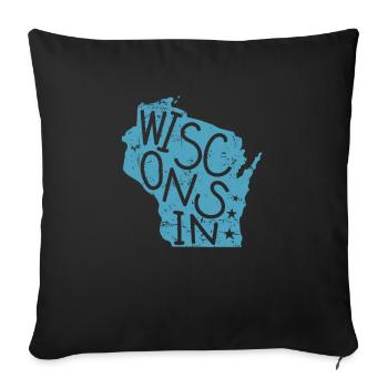 Wisconsin États-Unis Amérique État - Housse de coussin décorative 45 x 45 cm - noir - Devant