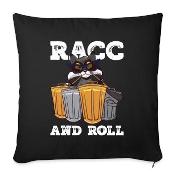 Racc And Roll - Funny raccoon - Sofa pillowcase 17,3'' x 17,3'' (45 x 45 cm) - black - Front