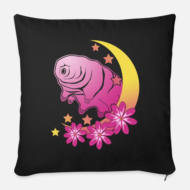 Tardigrade Ours d’eau Lune Tardigrades - Housse de coussin décorative 45 x 45 cm - noir