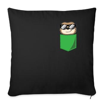 Suricate drôle dans la poche de poitrine Imprimer Cadeau - Housse de coussin décorative 45 x 45 cm - noir - Devant