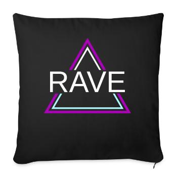 Rave Techno House Party EDM Festival Goa Electro - Housse de coussin décorative 45 x 45 cm - noir - Devant