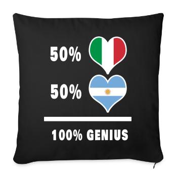 Drapeaux 100% géniaux de l’Argentine et de l’Italie - Housse de coussin décorative 45 x 45 cm - noir - Devant