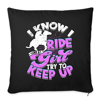 horse racing horse ride horses rider gift g - Sofa pillowcase 17,3'' x 17,3'' (45 x 45 cm) - black - Front