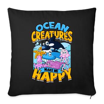 biologie marine biologiste marin biologie marine biologiste - Housse de coussin décorative 45 x 45 cm - noir - Devant