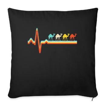 Camel retro heartbeat - Sofa pillowcase 17,3'' x 17,3'' (45 x 45 cm) - black - Front