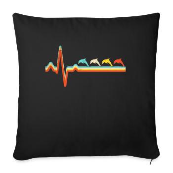 Dauphin Retro Heartbeat - Housse de coussin décorative 45 x 45 cm - noir - Devant