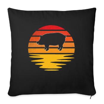 Porc Rétro - Housse de coussin décorative 45 x 45 cm - noir - Devant
