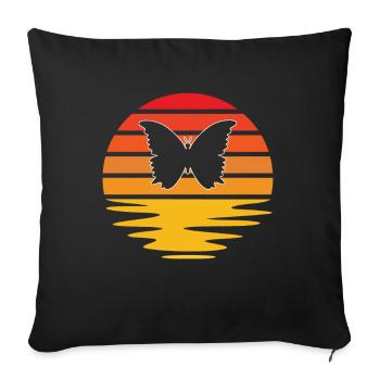 Papillon Rétro - Housse de coussin décorative 45 x 45 cm - noir - Devant