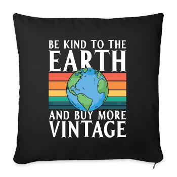Recyclage Soyez gentil avec le recycleur rétro Go Green - Housse de coussin décorative 45 x 45 cm - noir - Devant