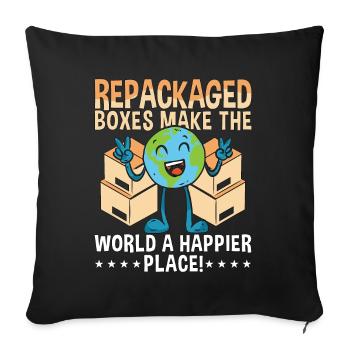 Recycling Repackaged Boxes Make The Reuse Recycler - Sofakissenbezug 45 x 45 cm - Schwarz - Vorne