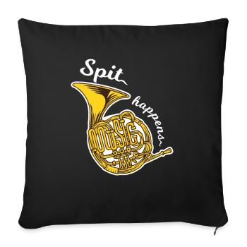 Horn French horn | Spit Happens - Sofa pillowcase 17,3'' x 17,3'' (45 x 45 cm) - black - Front