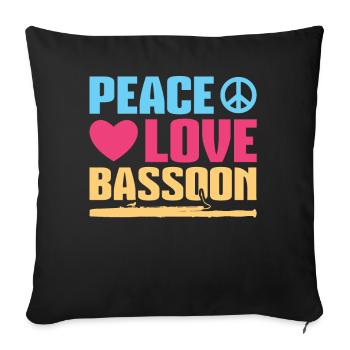 Peace - Love - Bassoon - Sofakissenbezug 45 x 45 cm - Schwarz - Vorne