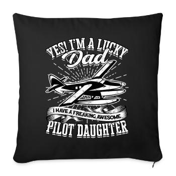 pilot flugzeug fliegen tochter geschenkidee gesche - Sofakissenbezug 45 x 45 cm - Schwarz - Vorne